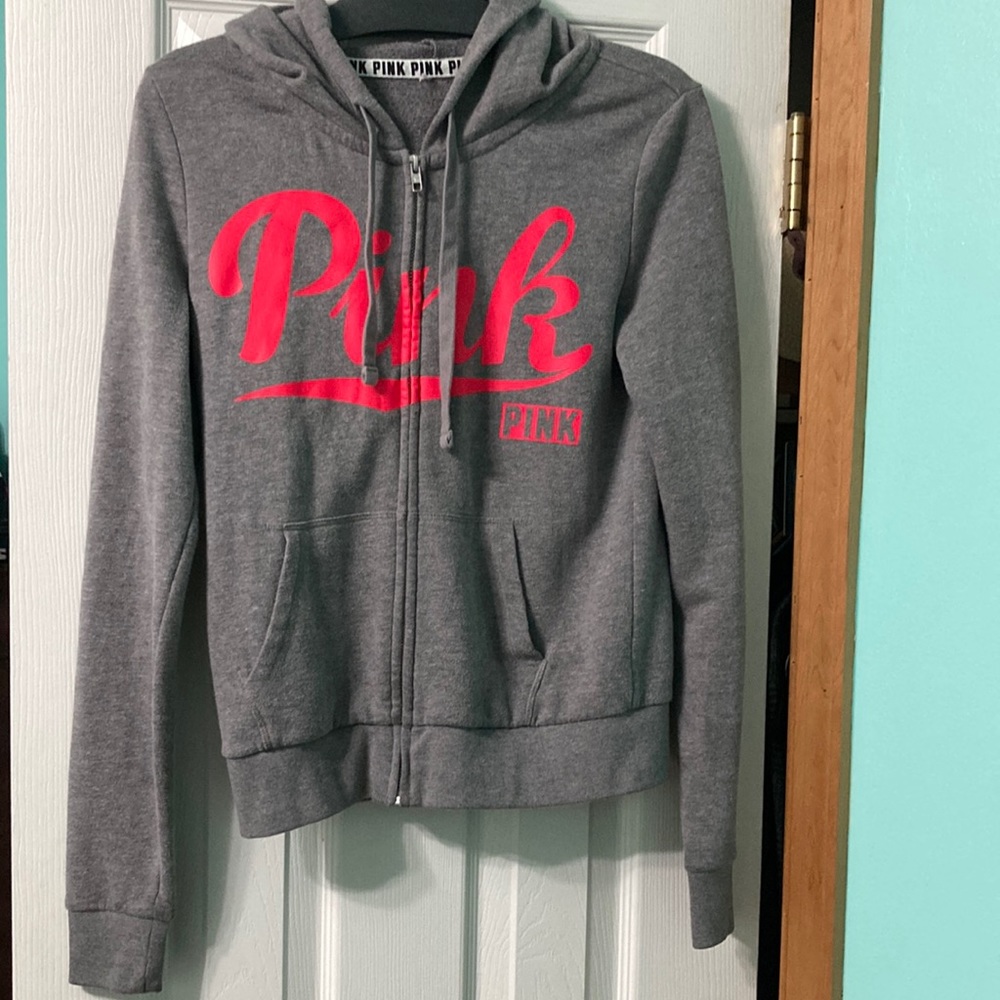 FINAL SALE❗️Victorias Secret PINK - Gray & Neon Pink Hoodie